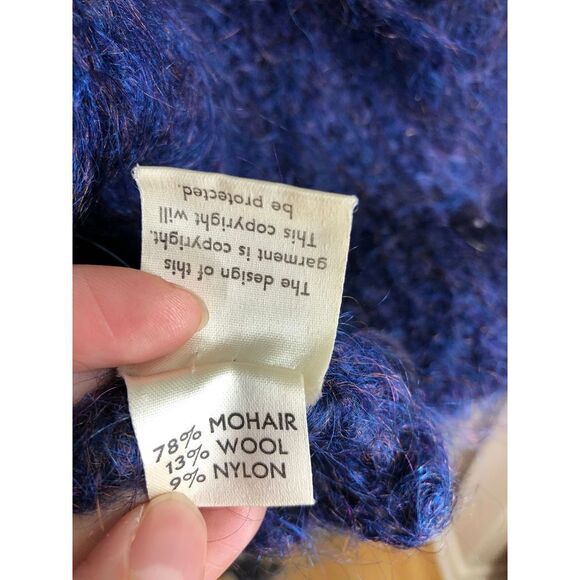 VTG SUE NEWELL HOLT RENFREW English Hand Knit Mohair Wool Blend Shawl Sz M/L - Picture 8 of 9